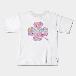 Shamrock Leaf Silhouette Shape Text Word Cloud Kids T-Shirt